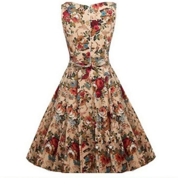 🌞VINTAGE FLORAL 1950's RETRO COCKTAIL DRESS - Picture 3 of 6